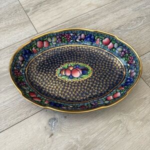Art Deco Minton Rotique Colorful Fruit Patterned Ceramic Platter 1938 Collector